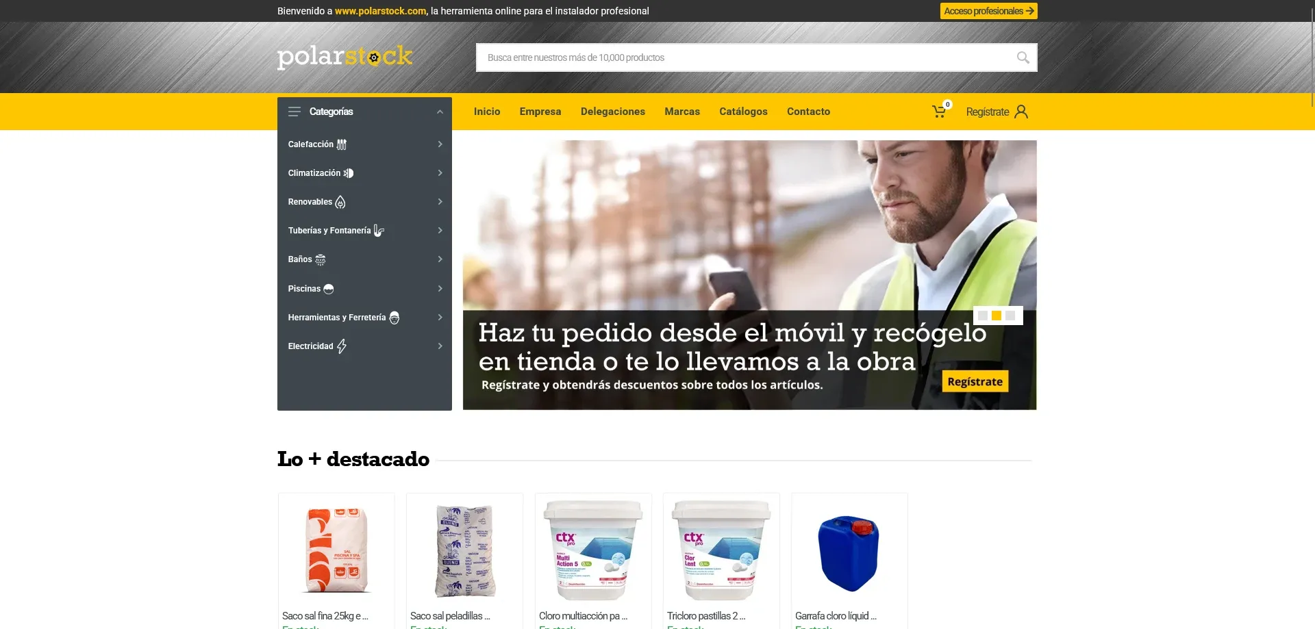 Home del ecommerce de Polarstock para el público general