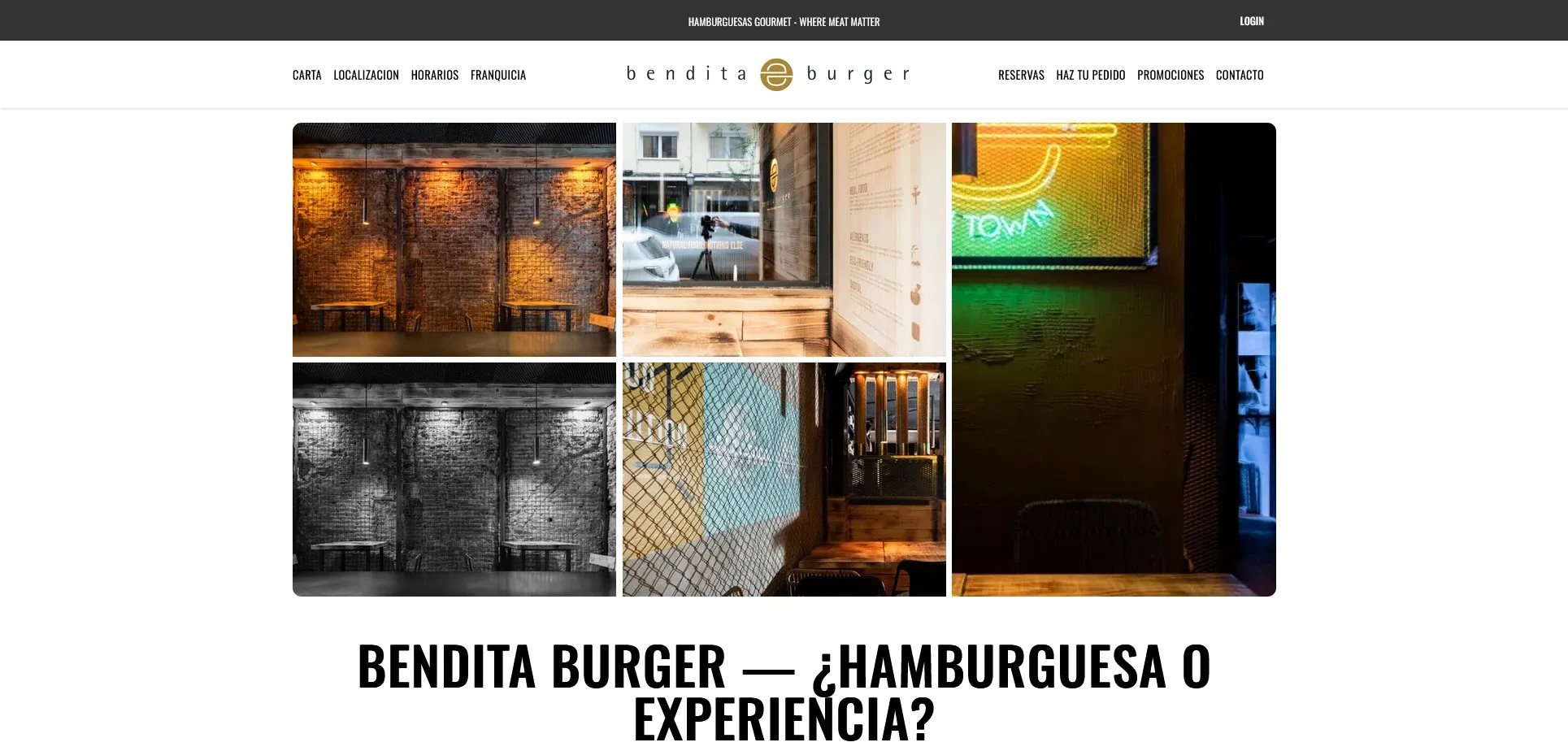 Home de la web de Bendita Burger