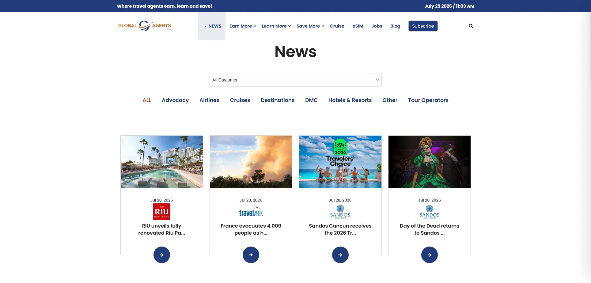 Home de la web de Global Agents