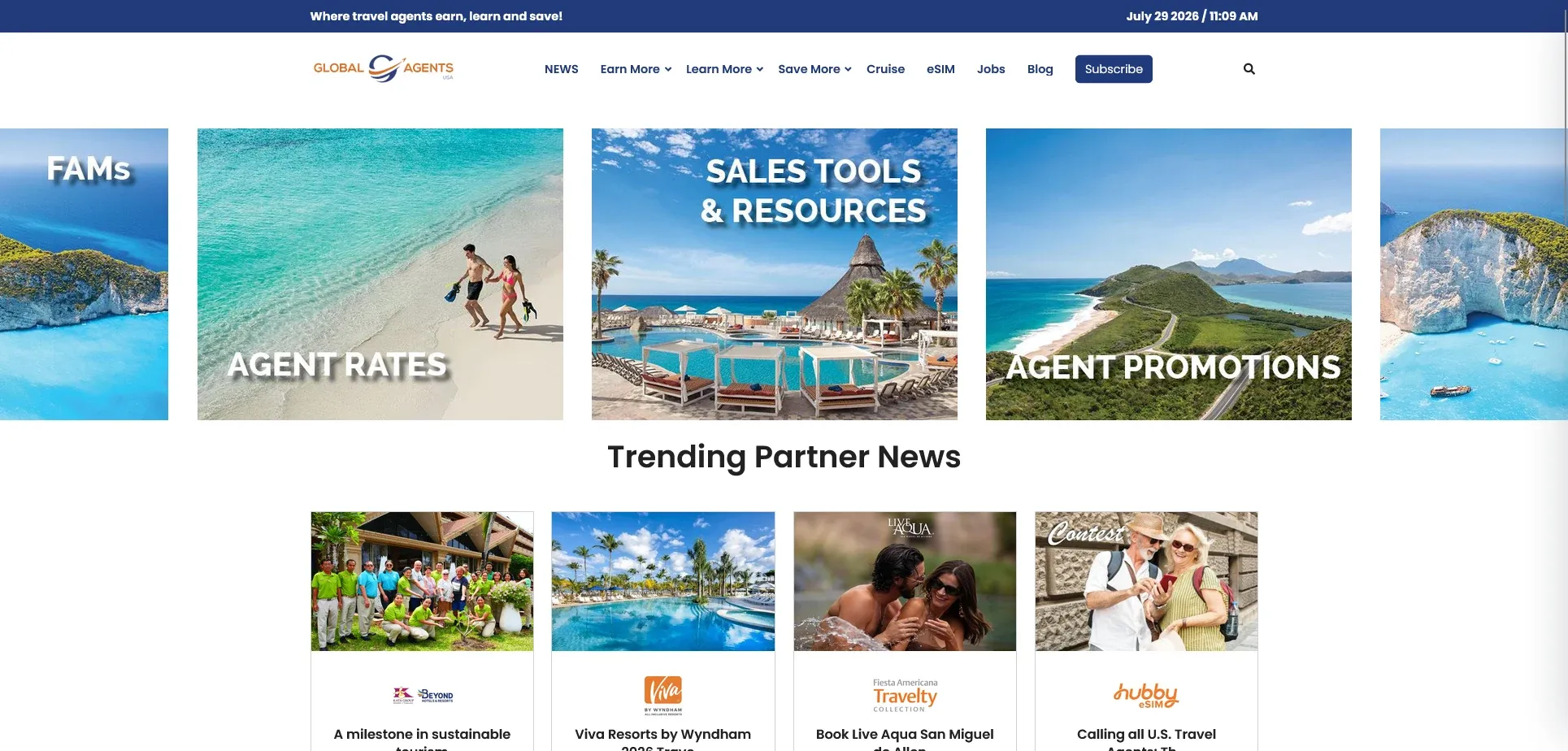 Sección de noticias de Global Agents