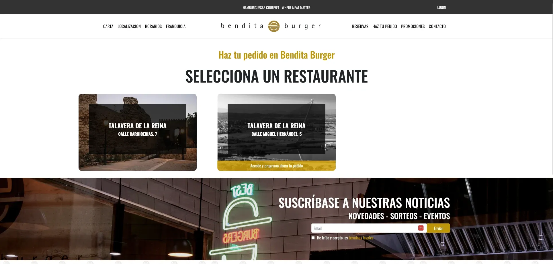 Selección de restaurante para hacer un pedido online