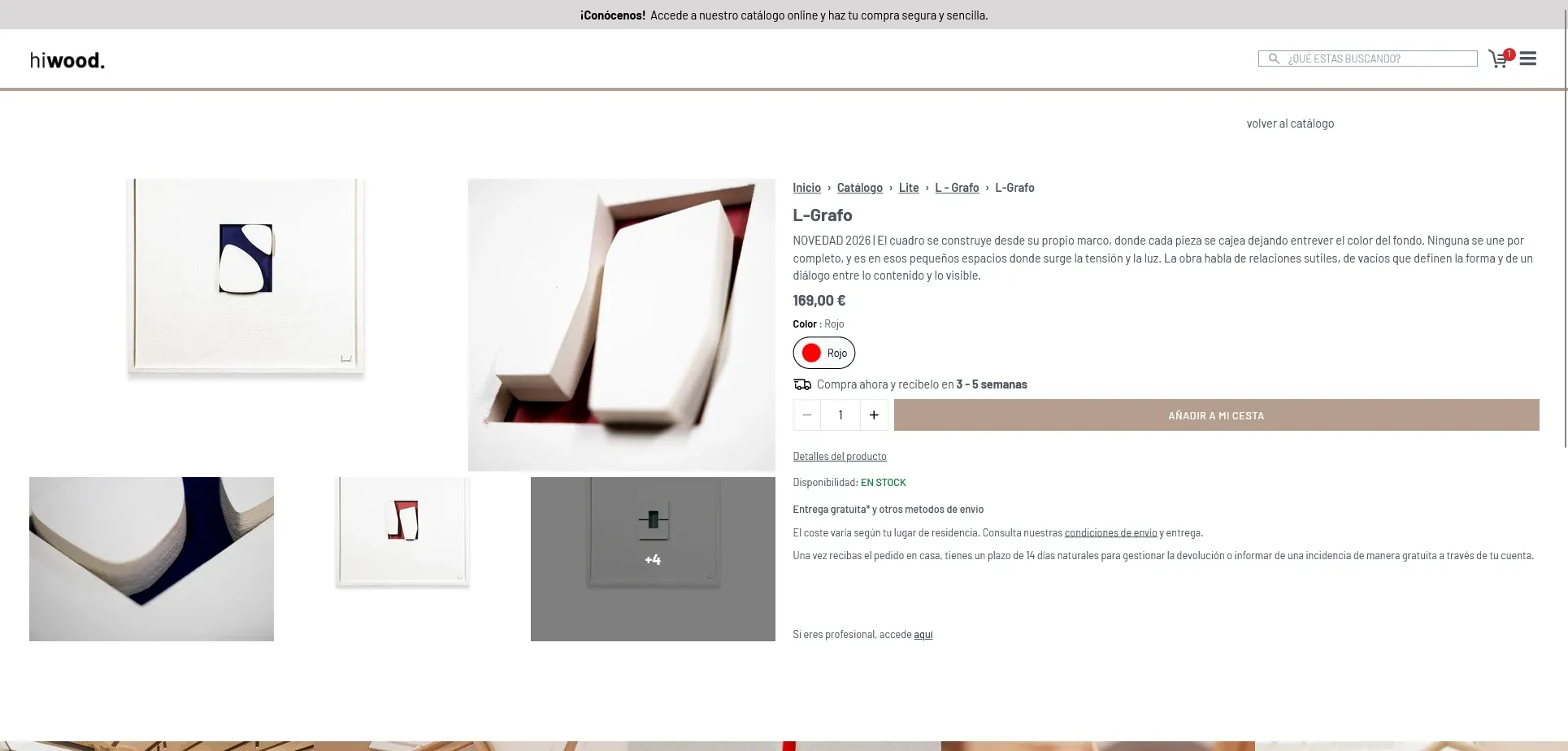 Ficha de producto en la tienda de Hiwood